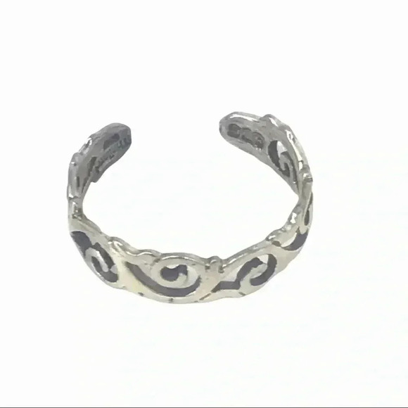 925 TOE RING XS STAMPED STERLING SILVER WAVES IN THE WIND ADJUSTABLE - Picture 8 of 13